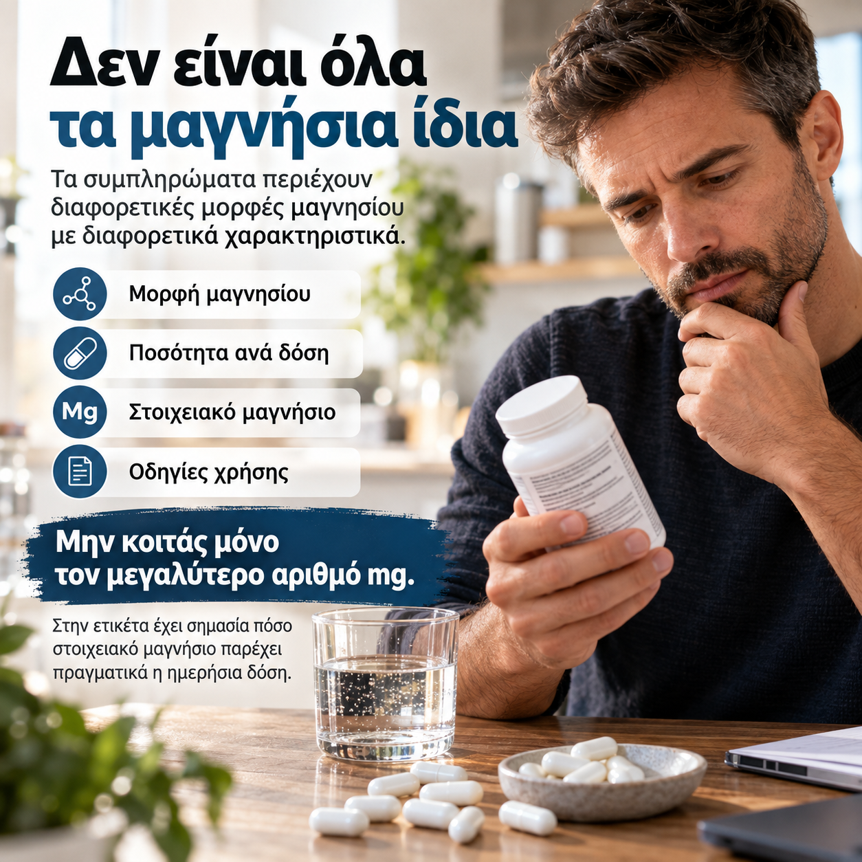 Μορφές μαγνησίου και στοιχειακό μαγνήσιο στα συμπληρώματα