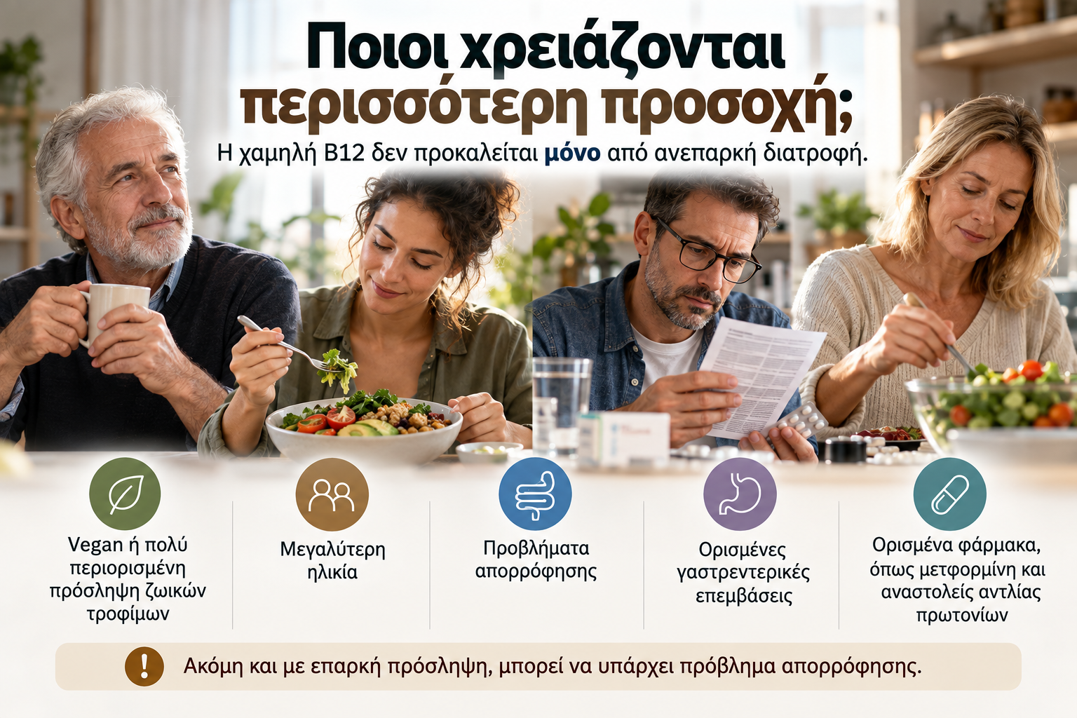 Ομάδες με αυξημένο κίνδυνο ανεπάρκειας βιταμίνης B12