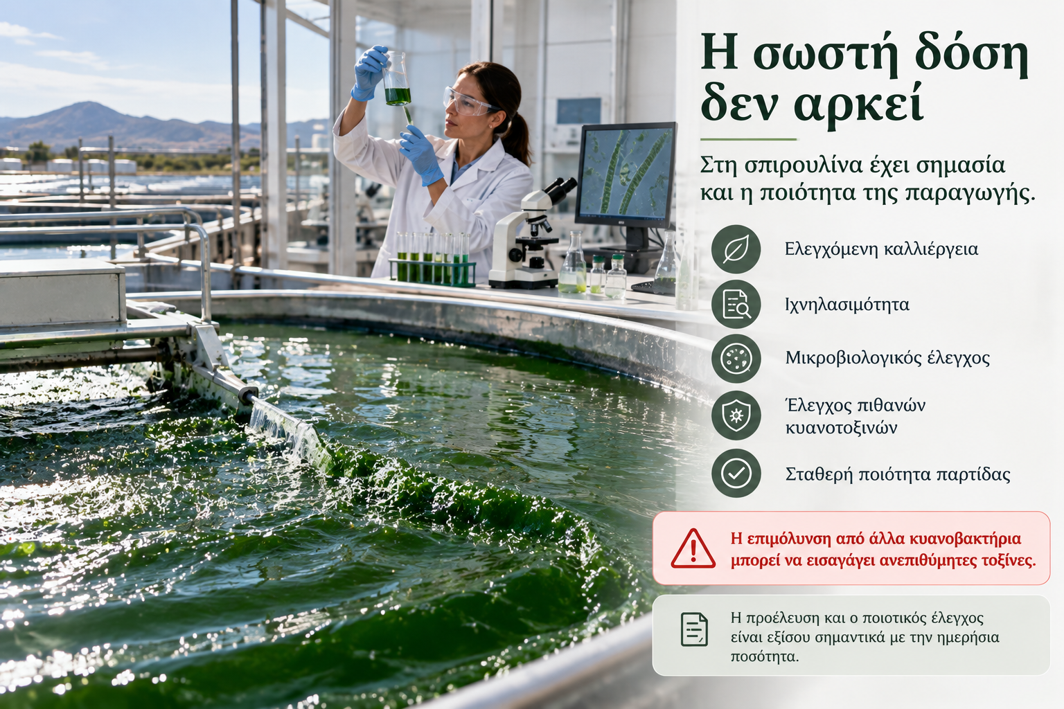 Σπιρουλίνα ποιότητα προέλευση και έλεγχος επιμολύνσεων