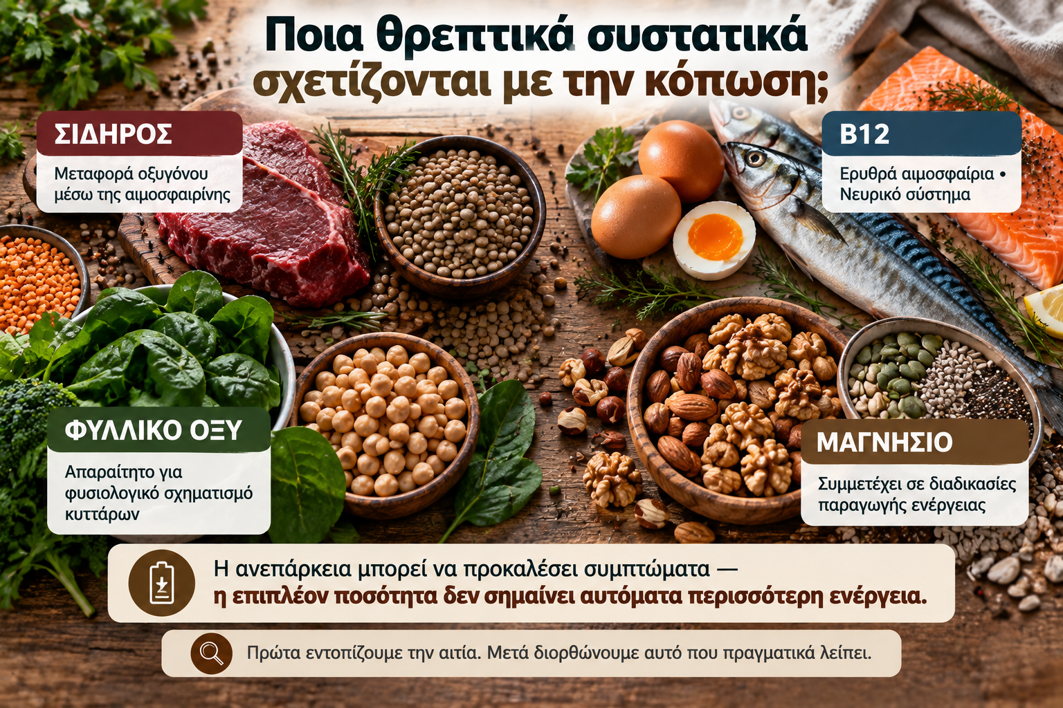 Κούραση και διατροφικές ελλείψεις B12 σίδηρος φυλλικό οξύ και βιταμίνη D