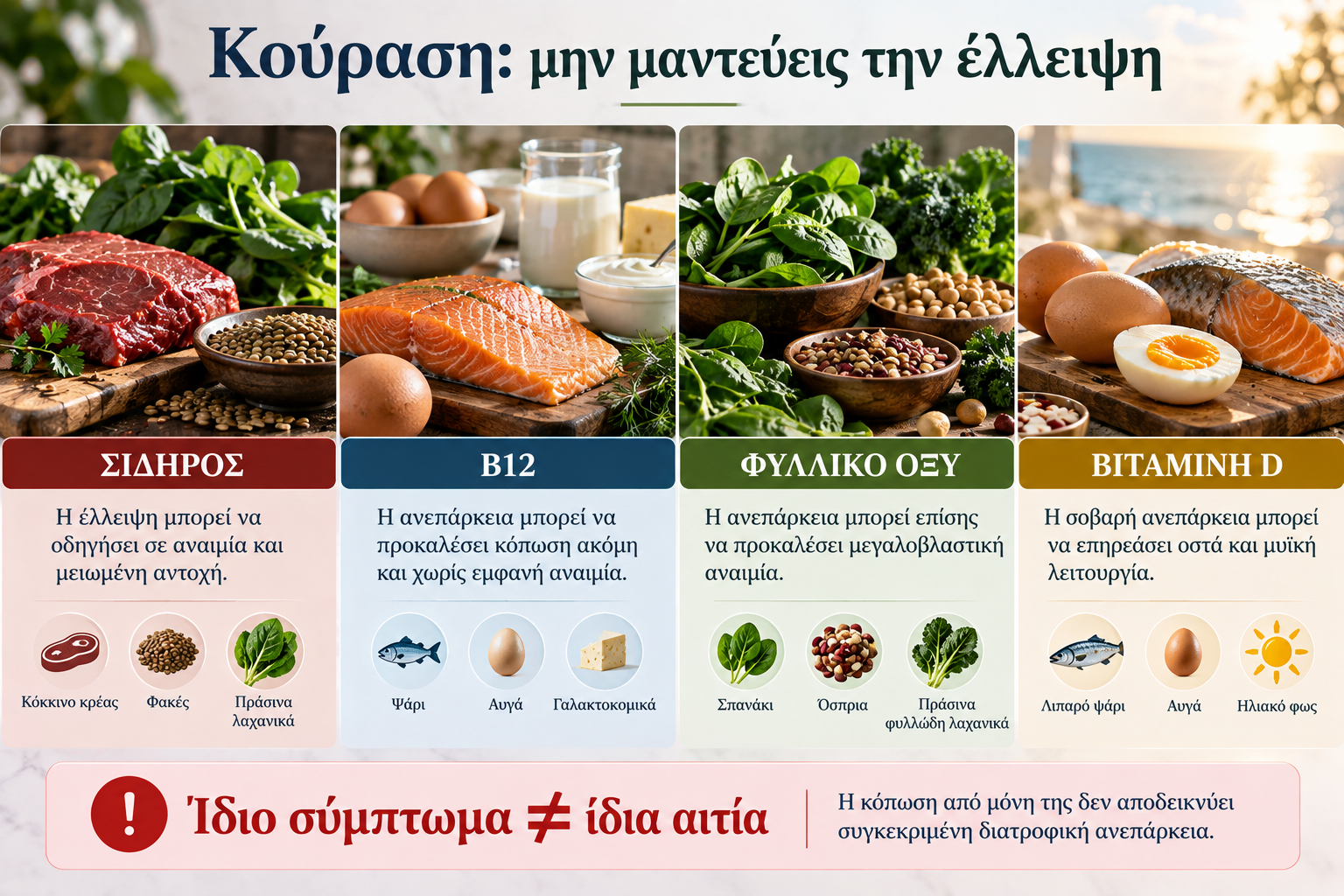 Θρεπτικά συστατικά που σχετίζονται με κούραση και έλλειψη ενέργειας