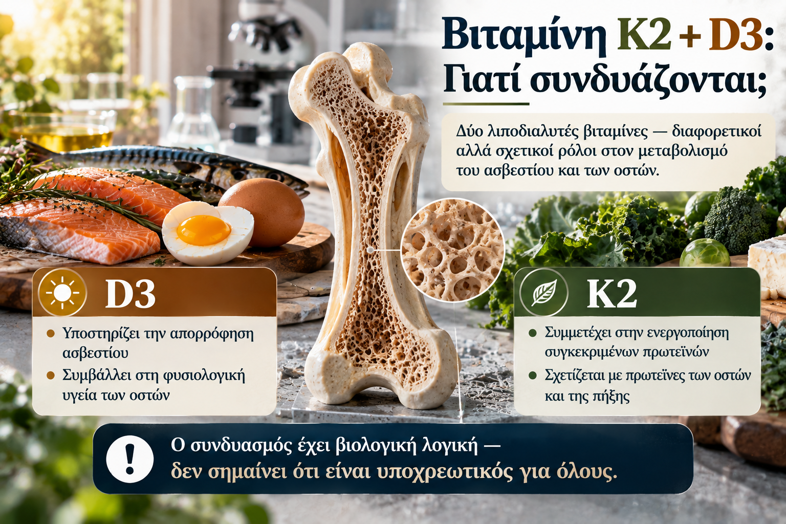 Βιταμίνη K2 D3 συνδυασμός ασβέστιο οστά και προφυλάξεις