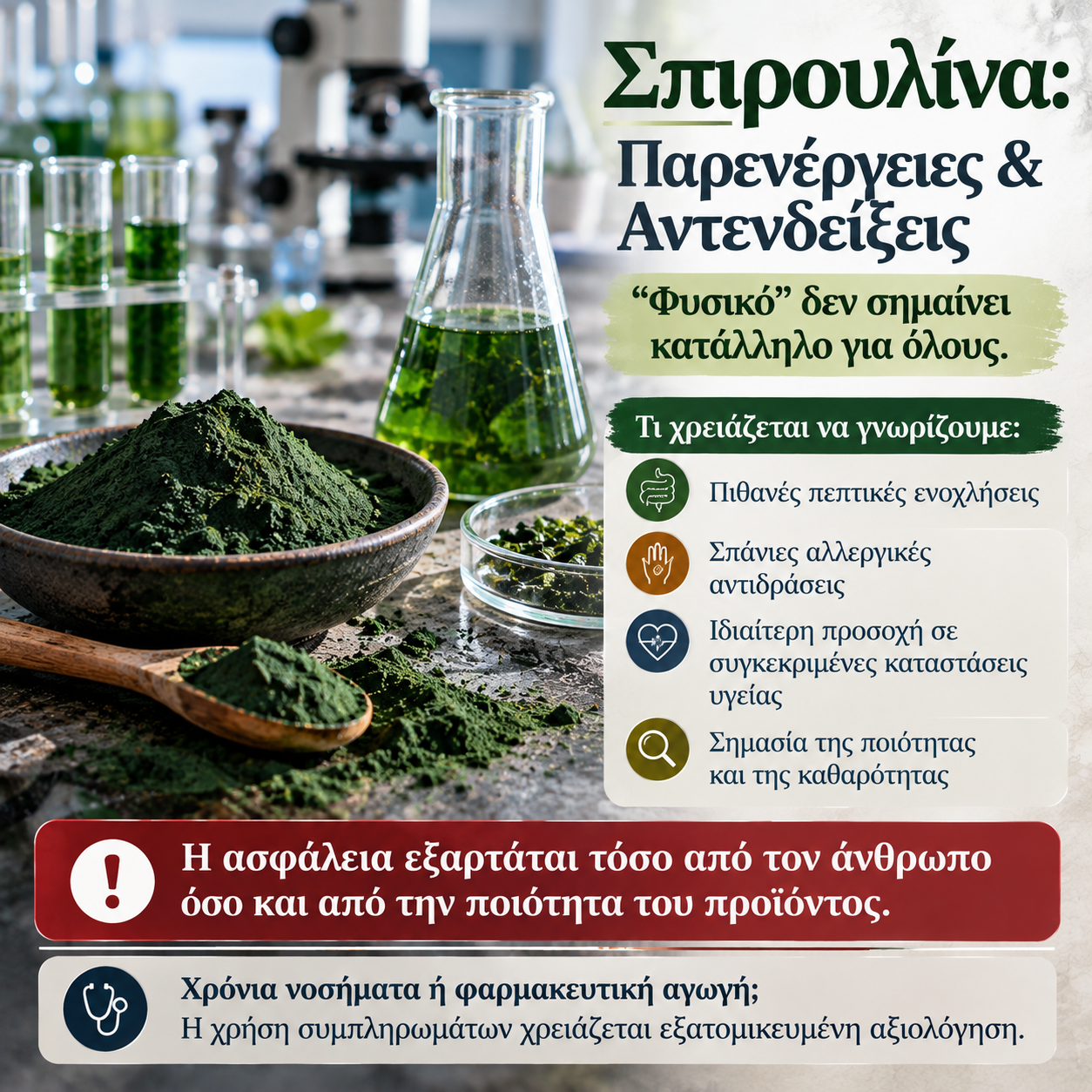 Σπιρουλίνα ποιότητα επιμόλυνση και έλεγχος κυανοτοξινών