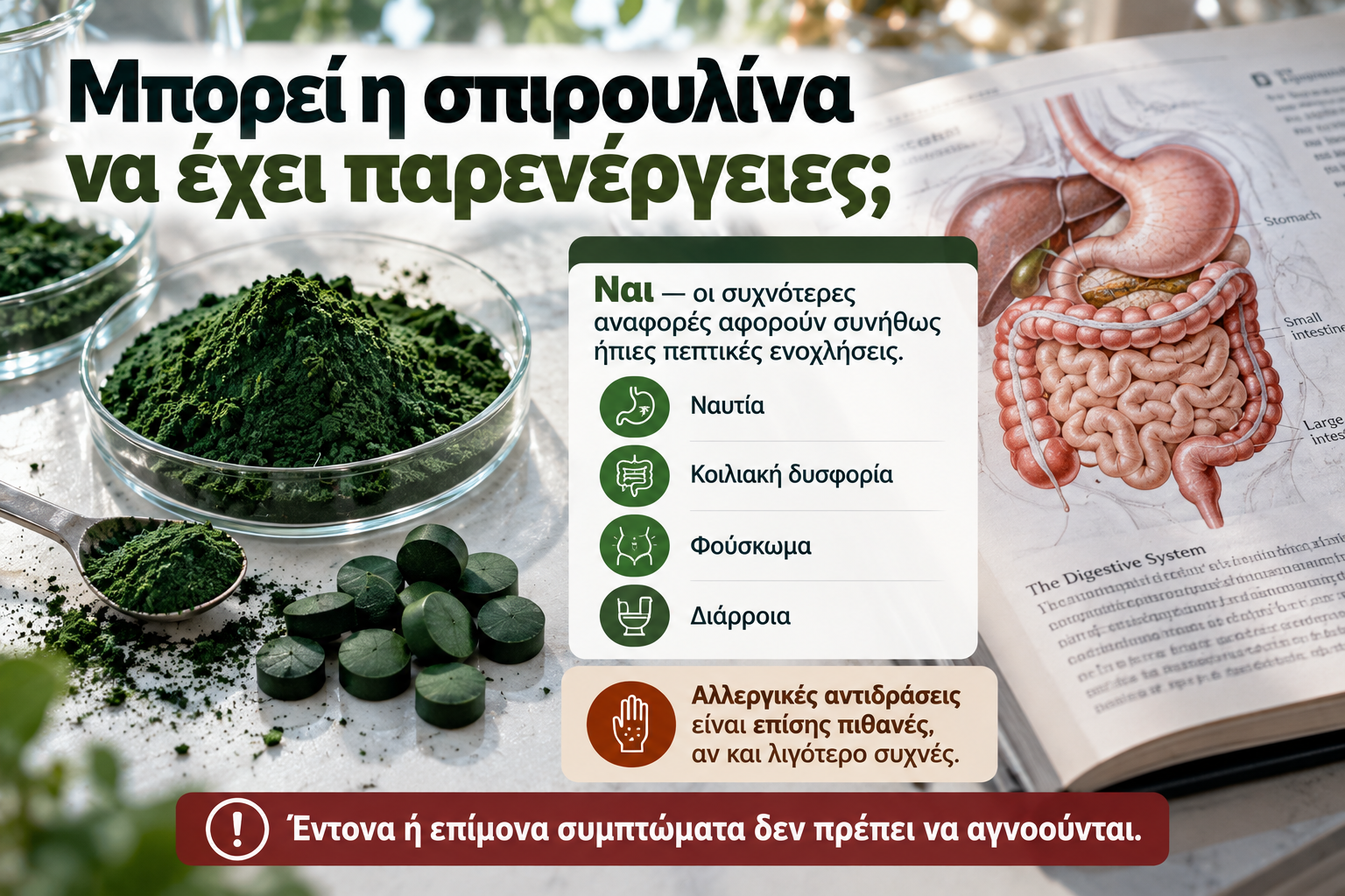 Σπιρουλίνα ποιοι χρειάζονται προσοχή και αντενδείξεις