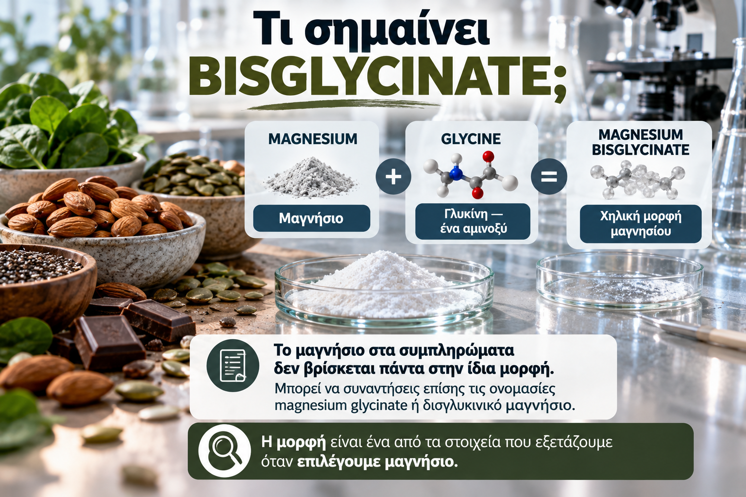 Σύγκριση διαφορετικών μορφών μαγνησίου bisglycinate citrate oxide